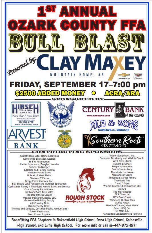 1st Annual Ozark Count FFA Chapters Bull Blast is Coming Soon