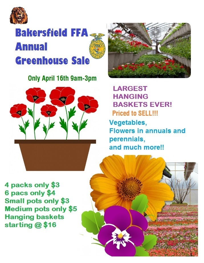 Plant sale April 16th 9am-3 pm