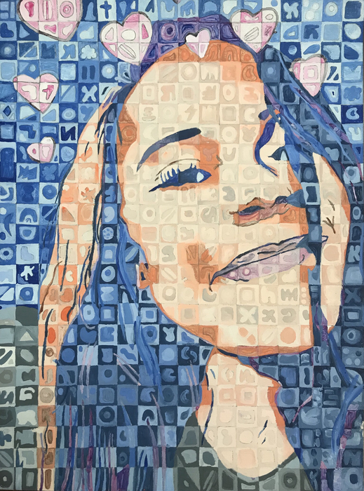 Makenzie’s self portrait in the style of Chuck Close 